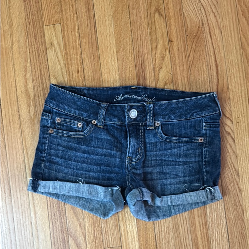 American Eagle Outfitters Blue Jean Shorts with Cuffed Hem